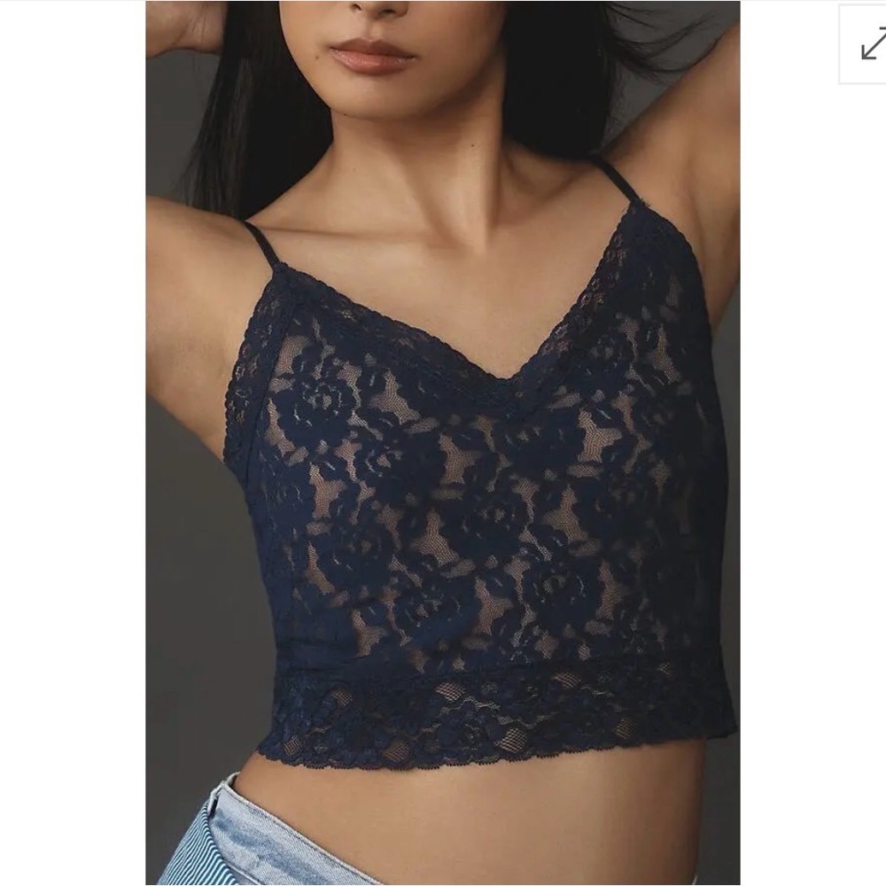 Anthropologie Navy Lace Cropped Cami - Picture 4 of 12